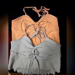 SHEIN Peach and Lavender Tie-Back Tank Tops